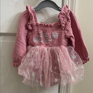 Pink Baby Romper with Tulle Skirt